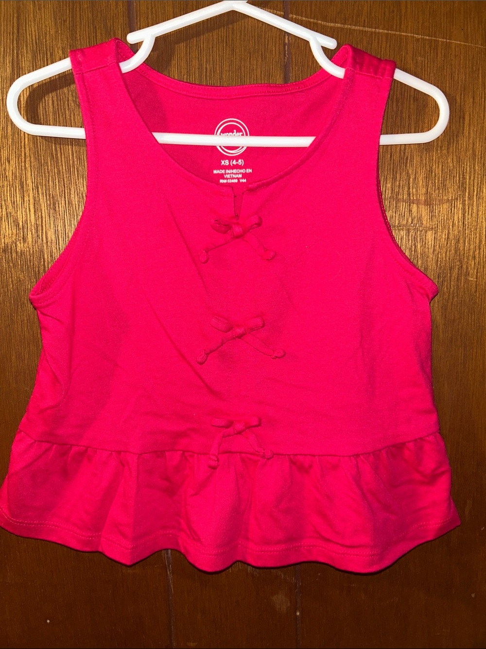 5/$20 Hot Pink Peplum Tank Top with Faux Front Ties